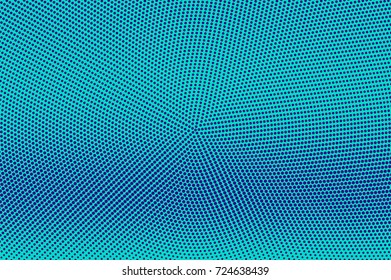 Blue and cyan halftone vector background. Vivid dotted pattern. Dark blue dotted gradient. Pop art design. Winter banner template. Modern halftone texture. Cold color palette abstract background