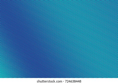 Blue and cyan halftone vector background. Turquoise dotted pattern. Dark blue dotted gradient. Pop art design. Winter banner template. Modern halftone texture. Cold color palette abstract background