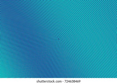 Blue and cyan halftone vector background. Smooth dotted pattern. Dark blue dotted gradient. Pop art design. Winter banner template. Modern halftone texture. Cold color palette abstract background