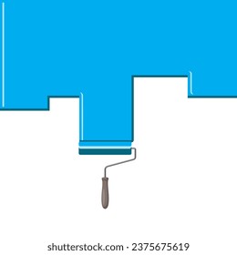 blaue oder türkisfarbene Walze, weiße Wand, Vektorgrafik 