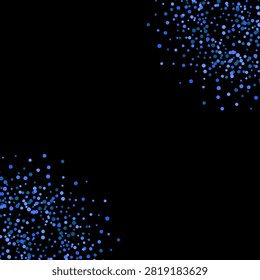 Blue and cyan round sparkles or confetti in opposite corners on a black background. EPS 10