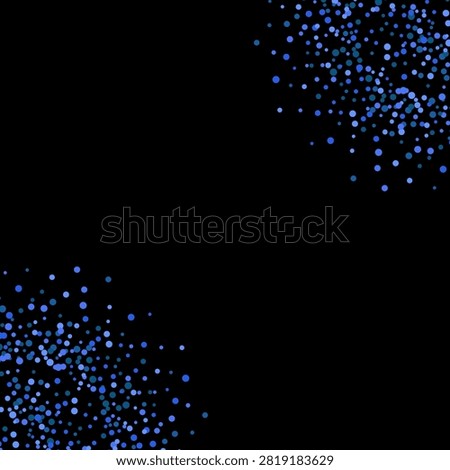 Blue and cyan round sparkles or confetti in opposite corners on a black background. EPS 10