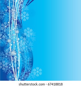 blue cyan snowflakes background