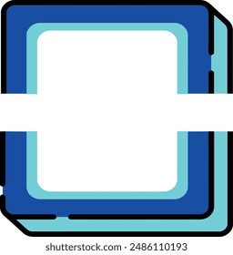 Blue and cyan square frame with a white interior, ideal for graphic design projects, social media posts, or digital presentations.