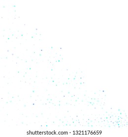 Blue, cyan, turquoise glitter stars, shiny confetti. Scattered little sparkling, glitter elements. Random stellar falling on white background. New Year Christmas background. Vector illustration.