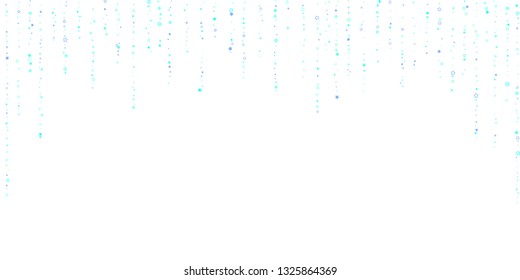 Blue, cyan, turquoise glitter stars, shiny confetti. Scattered little sparkling, glitter elements. Random stellar falling on white background. New Year Christmas background. Vector illustration.