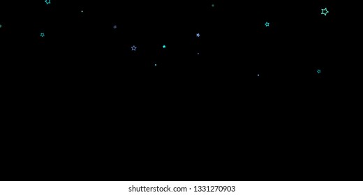 Blue, cyan, turquoise glitter stars, shiny confetti. Scattered little sparkling, glitter elements. Random stellar falling on black background. New Year Christmas background. Vector illustration.