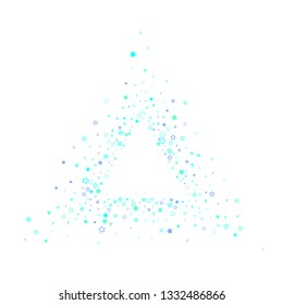Blue, cyan, turquoise glitter stars, shiny confetti. Scattered little sparkling, glitter elements. Random stellar falling on white background. New Year Christmas background. Vector illustration.