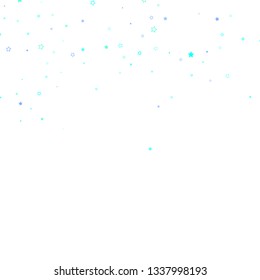 Blue, cyan, turquoise glitter stars, shiny confetti. Scattered little sparkling, glitter elements. Random stellar falling on white background. New Year Christmas background. Vector illustration.