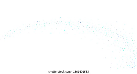 Blue, cyan, turquoise glitter stars, shiny confetti. Scattered little sparkling, glitter elements. Random stellar falling on white background. New Year Christmas background. Vector illustration.
