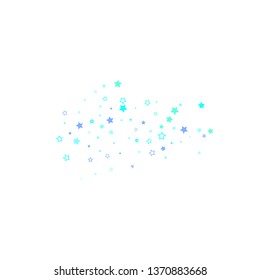 Blue, cyan, turquoise glitter stars, shiny confetti. Scattered little sparkling, glitter elements. Random stellar falling on white background. New Year Christmas background. Vector illustration.