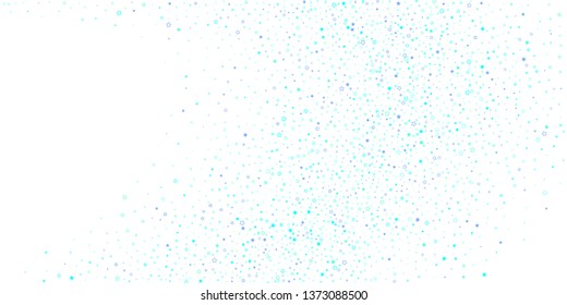 Blue, cyan, turquoise glitter stars, shiny confetti. Scattered little sparkling, glitter elements. Random stellar falling on white background. New Year Christmas background. Vector illustration.