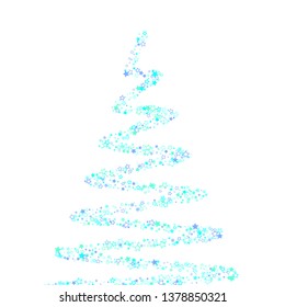 Blue, cyan, turquoise glitter stars, shiny confetti. Scattered little sparkling, glitter elements. Random stellar falling on white background. New Year Christmas background. Vector illustration.