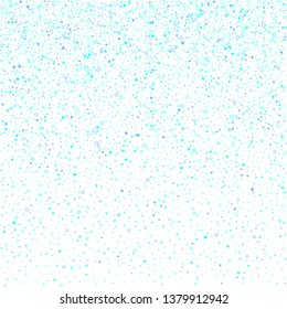 Blue, cyan, turquoise glitter stars, shiny confetti. Scattered little sparkling, glitter elements. Random stellar falling on white background. New Year Christmas background. Vector illustration.