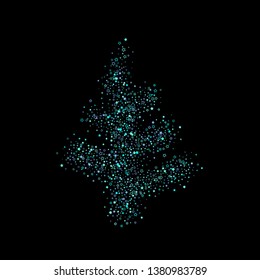 Blue, cyan, turquoise glitter stars, shiny confetti. Scattered little sparkling, glitter elements. Random stellar falling on black background. New Year Christmas background. Vector illustration.