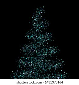 Blue, cyan, turquoise glitter stars, shiny confetti. Scattered little sparkling, glitter elements. Random stellar falling on black background. New Year Christmas background. Vector illustration.