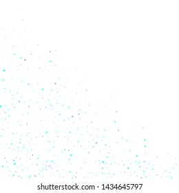 Blue, cyan, turquoise glitter stars, shiny confetti. Scattered little sparkling, glitter elements. Random stellar falling on white background. New Year Christmas background. Vector illustration.