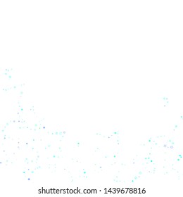 Blue, cyan, turquoise glitter stars, shiny confetti. Scattered little sparkling, glitter elements. Random stellar falling on white background. New Year Christmas background. Vector illustration.