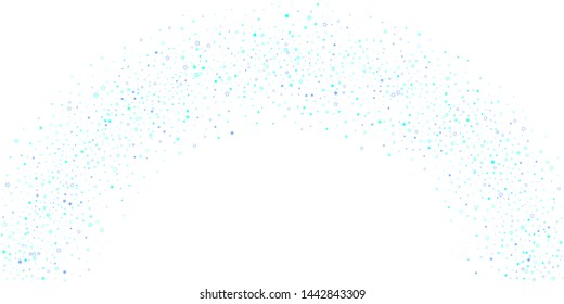 Blue, cyan, turquoise glitter stars, shiny confetti. Scattered little sparkling, glitter elements. Random stellar falling on white background. New Year Christmas background. Vector illustration.
