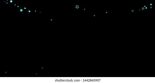 Blue, cyan, turquoise glitter stars, shiny confetti. Scattered little sparkling, glitter elements. Random stellar falling on black background. New Year Christmas background. Vector illustration.