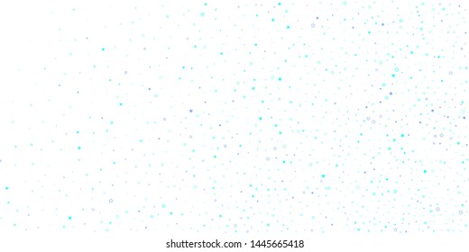Blue, cyan, turquoise glitter stars, shiny confetti. Scattered little sparkling, glitter elements. Random stellar falling on white background. New Year Christmas background. Vector illustration.