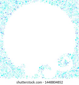Blue, cyan, turquoise glitter stars, shiny confetti. Scattered little sparkling, glitter elements. Random stellar falling on white background. New Year Christmas background. Vector illustration.