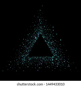 Blue, cyan, turquoise glitter stars, shiny confetti. Scattered little sparkling, glitter elements. Random stellar falling on black background. New Year Christmas background. Vector illustration.