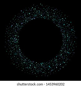 Blue, cyan, turquoise glitter stars, shiny confetti. Scattered little sparkling, glitter elements. Random stellar falling on black background. New Year Christmas background. Vector illustration.
