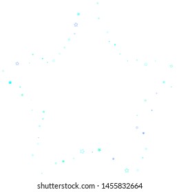 Blue, cyan, turquoise glitter stars, shiny confetti. Scattered little sparkling, glitter elements. Random stellar falling on white background. New Year Christmas background. Vector illustration.