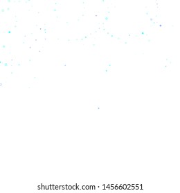 Blue, cyan, turquoise glitter stars, shiny confetti. Scattered little sparkling, glitter elements. Random stellar falling on white background. New Year Christmas background. Vector illustration.