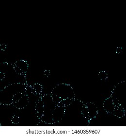 Blue, cyan, turquoise glitter stars, shiny confetti. Scattered little sparkling, glitter elements. Random stellar falling on black background. New Year Christmas background. Vector illustration.