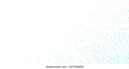 Blue, cyan, turquoise glitter stars, shiny confetti. Scattered little sparkling, glitter elements. Random stellar falling on white background. New Year Christmas background. Vector illustration.