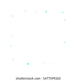 Blue, cyan, turquoise glitter stars, shiny confetti. Scattered little sparkling, glitter elements. Random stellar falling on white background. New Year Christmas background. Vector illustration.