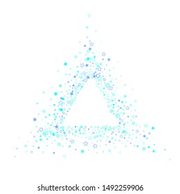 Blue, cyan, turquoise glitter stars, shiny confetti. Scattered little sparkling, glitter elements. Random stellar falling on white background. New Year Christmas background. Vector illustration.