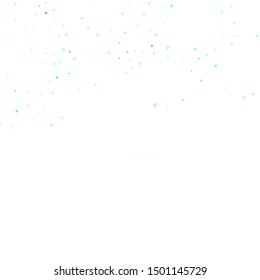 Blue, cyan, turquoise glitter stars, shiny confetti. Scattered little sparkling, glitter elements. Random stellar falling on white background. New Year Christmas background. Vector illustration.