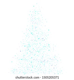 Blue, cyan, turquoise glitter stars, shiny confetti. Scattered little sparkling, glitter elements. Random stellar falling on white background. New Year Christmas background. Vector illustration.