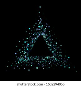Blue, cyan, turquoise glitter stars, shiny confetti. Scattered little sparkling, glitter elements. Random stellar falling on black background. New Year Christmas background. Vector illustration.