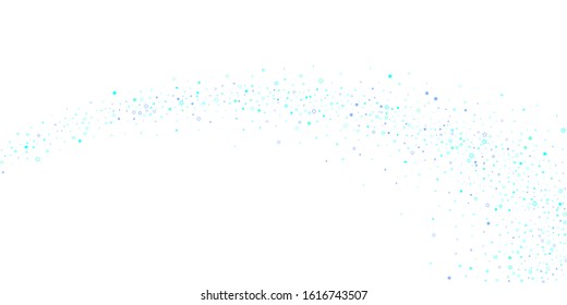 Blue, cyan, turquoise glitter stars, shiny confetti. Scattered little sparkling, glitter elements. Random stellar falling on white background. New Year Christmas background. Vector illustration.