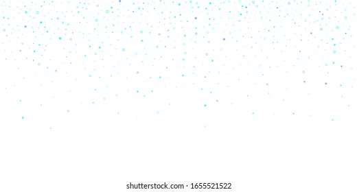 Blue, cyan, turquoise glitter stars, shiny confetti. Scattered little sparkling, glitter elements. Random stellar falling on white background. New Year Christmas background. Vector illustration.