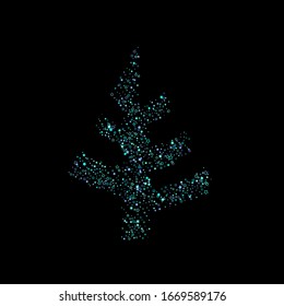 Blue, cyan, turquoise glitter stars, shiny confetti. Scattered little sparkling, glitter elements. Random stellar falling on black background. New Year Christmas background. Vector illustration.