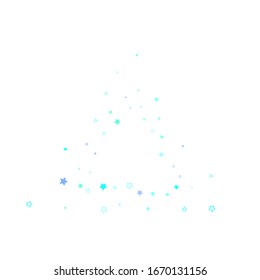 Blue, cyan, turquoise glitter stars, shiny confetti. Scattered little sparkling, glitter elements. Random stellar falling on white background. New Year Christmas background. Vector illustration.
