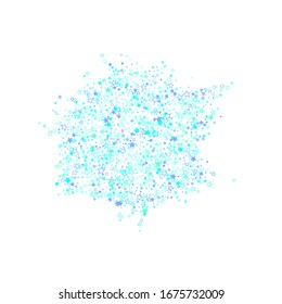 Blue, cyan, turquoise glitter stars, shiny confetti. Scattered little sparkling, glitter elements. Random stellar falling on white background. New Year Christmas background. Vector illustration.