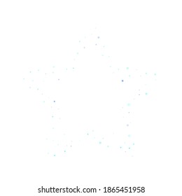 Blue, cyan, turquoise glitter stars, shiny confetti. Scattered little sparkling, glitter elements. Random stellar falling on white background. New Year Christmas background. Vector illustration.