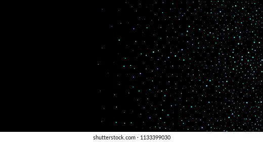 Blue, cyan, turquoise stars, shiny confetti. Scattered little sparkling, glitter elements. Random stellar falling on black background. New Year Christmas background. Vector illustration.