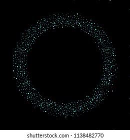 Blue, cyan, turquoise stars, shiny confetti. Scattered little sparkling, glitter elements. Random stellar falling on black background. New Year Christmas background. Vector illustration.