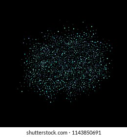 Blue, cyan, turquoise stars, shiny confetti. Scattered little sparkling, glitter elements. Random stellar falling on black background. New Year Christmas background. Vector illustration.