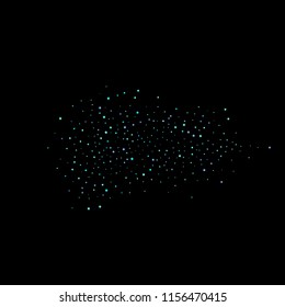 Blue, cyan, turquoise stars, shiny confetti. Scattered little sparkling, glitter elements. Random stellar falling on black background. New Year Christmas background. Vector illustration.