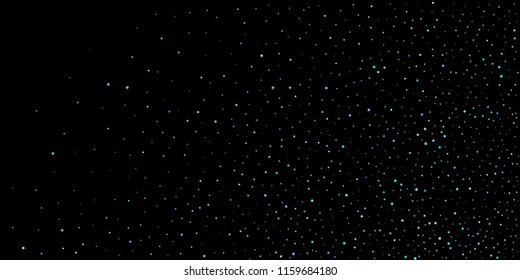 Blue, cyan, turquoise stars, shiny confetti. Scattered little sparkling, glitter elements. Random stellar falling on black background. New Year Christmas background. Vector illustration.