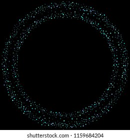 Blue, cyan, turquoise stars, shiny confetti. Scattered little sparkling, glitter elements. Random stellar falling on black background. New Year Christmas background. Vector illustration.