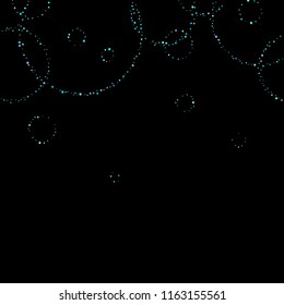 Blue, cyan, turquoise stars, shiny confetti. Scattered little sparkling, glitter elements. Random stellar falling on black background. New Year Christmas background. Vector illustration.